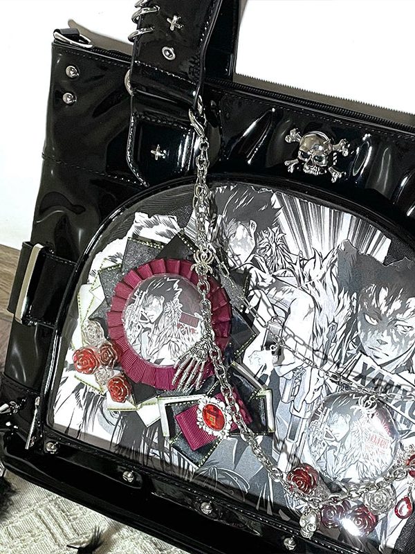 Punk Clear Doll Shoulder Bag Metal Skull Chain Lolita Totes