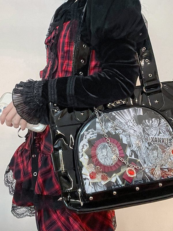 Punk Clear Doll Shoulder Bag Metal Skull Chain Lolita Totes