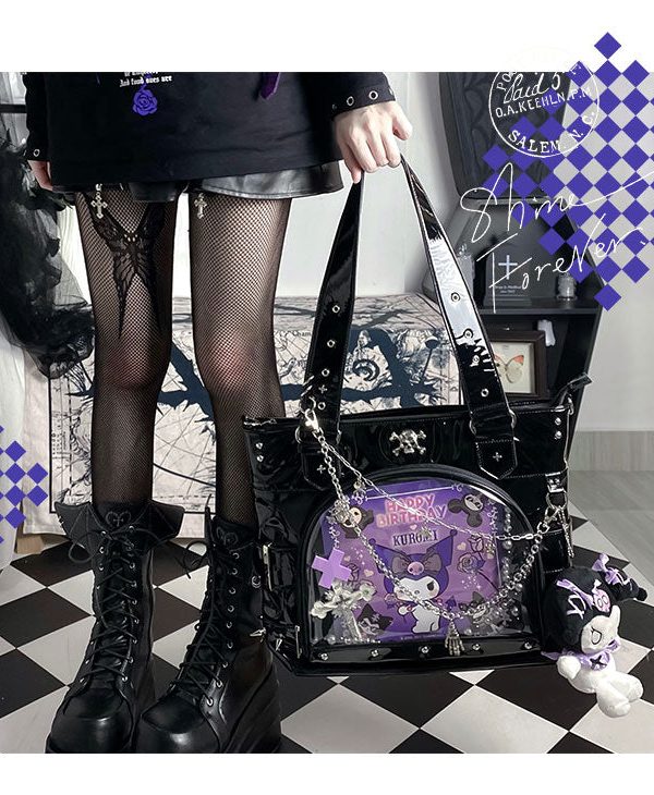 Punk Clear Doll Shoulder Bag Metal Skull Chain Lolita Totes