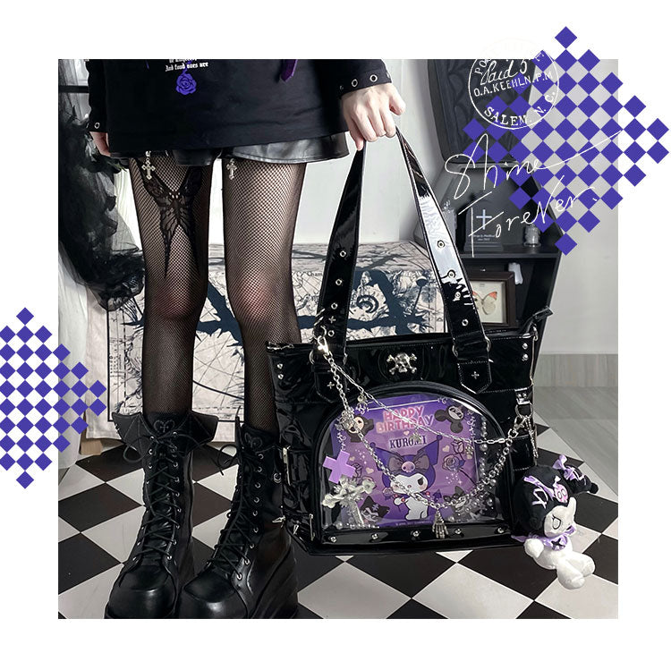 Punk Clear Doll Shoulder Bag Metal Skull Chain Lolita Totes