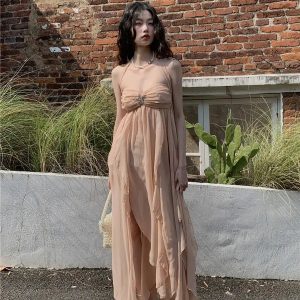 Pure Backless Chiffon Midi Dress