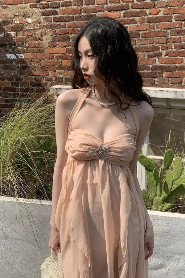 Pure Backless Chiffon Midi Dress