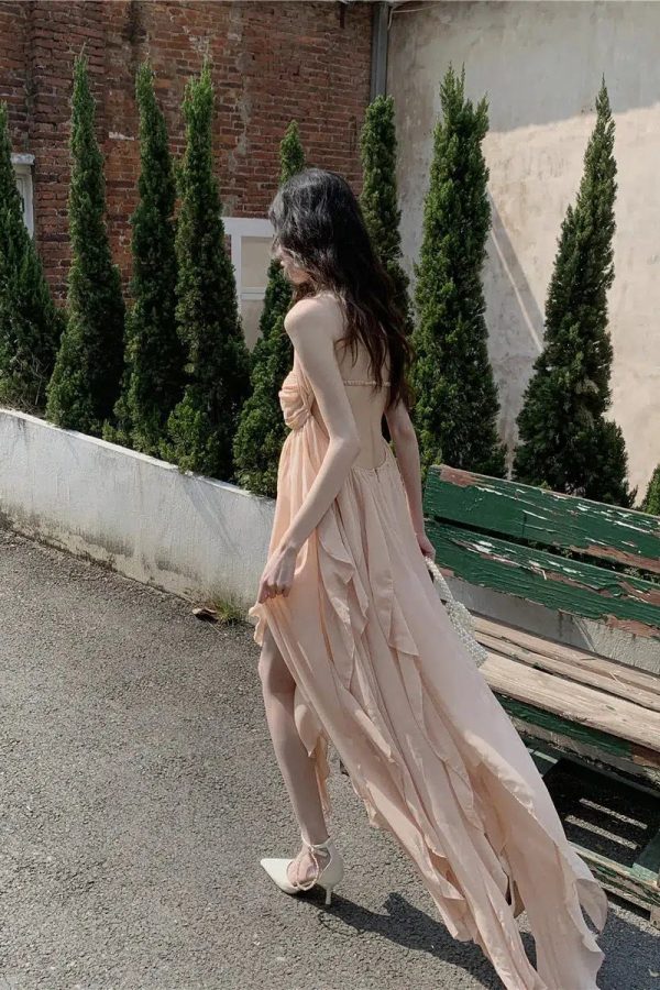 Pure Backless Chiffon Midi Dress