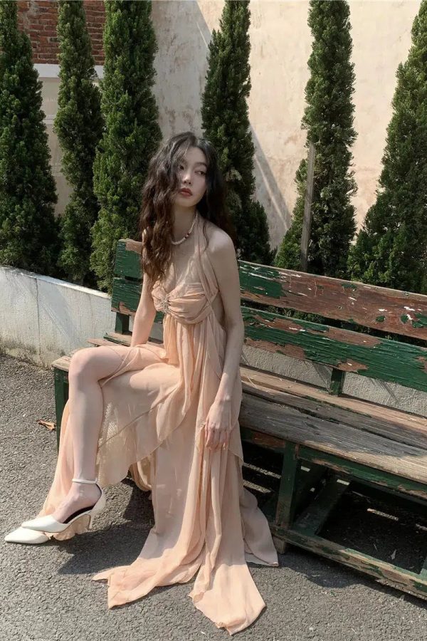 Pure Backless Chiffon Midi Dress