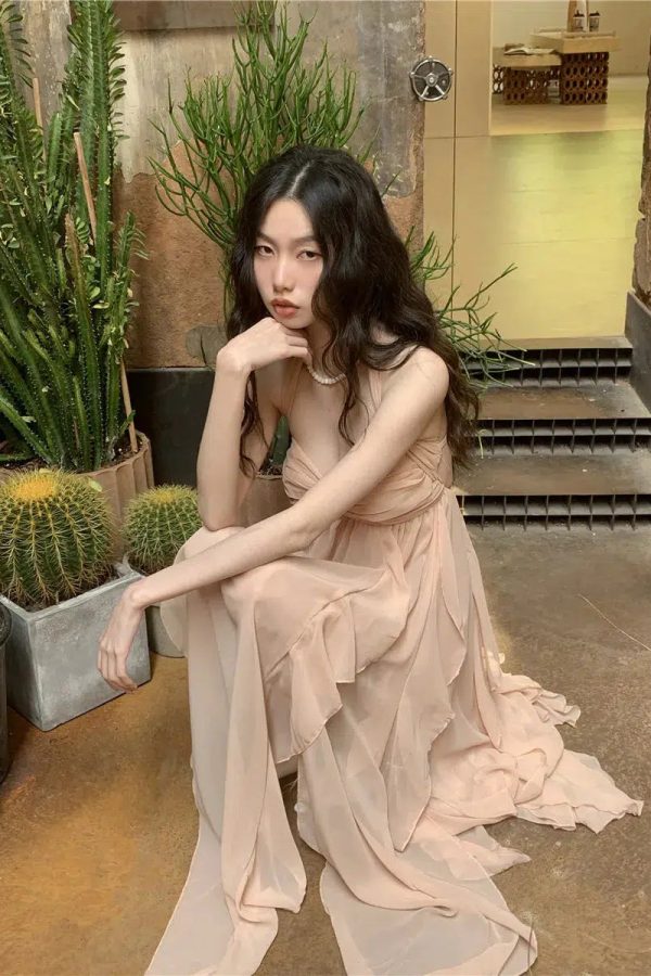 Pure Backless Chiffon Midi Dress