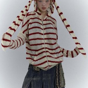 Rabbit Ears Hooded Cardigan Jacket