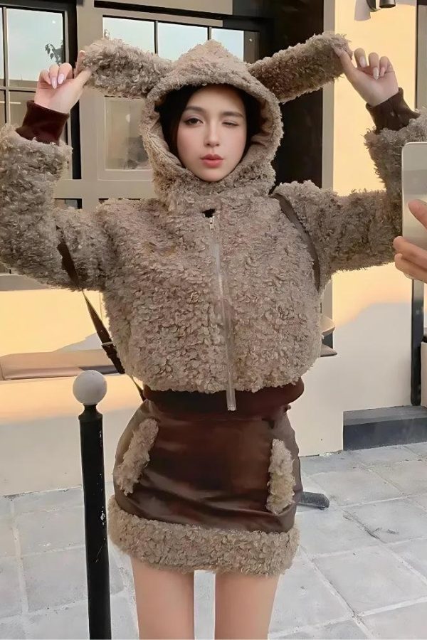 Rabbit Hood Teddy Two Piece Set