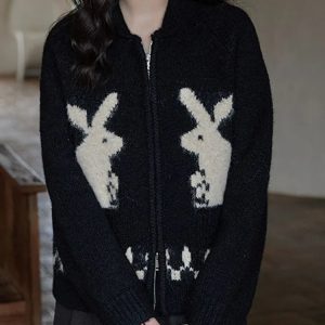 Rabbit Knitted Zip Cardigan