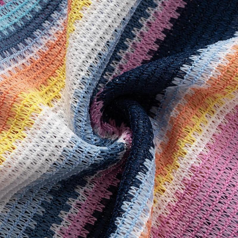 Rainbow Off Shoulder Knitted Mini Dress Rainbow Off Shoulder Knitted Mini Dress