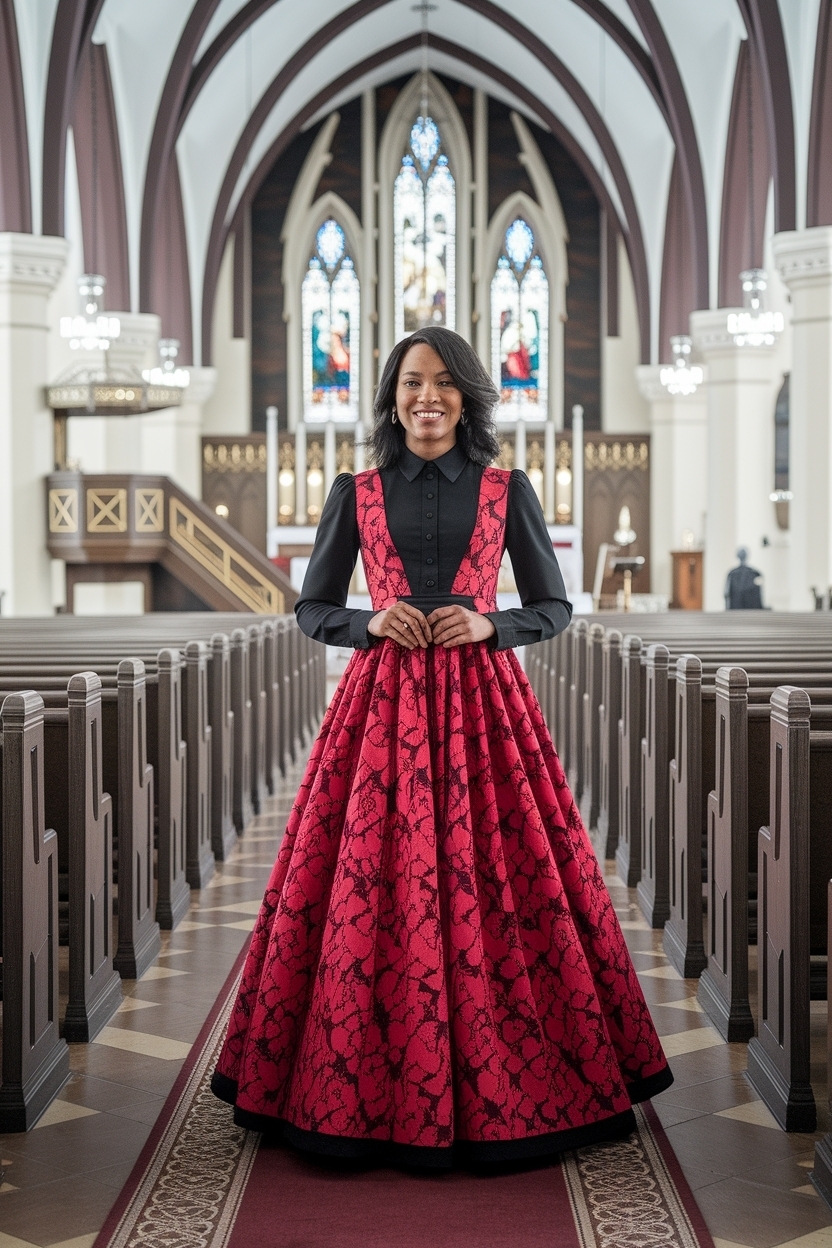 Red and Black Church Outfit Black Women: Bold Fashion outfit idea