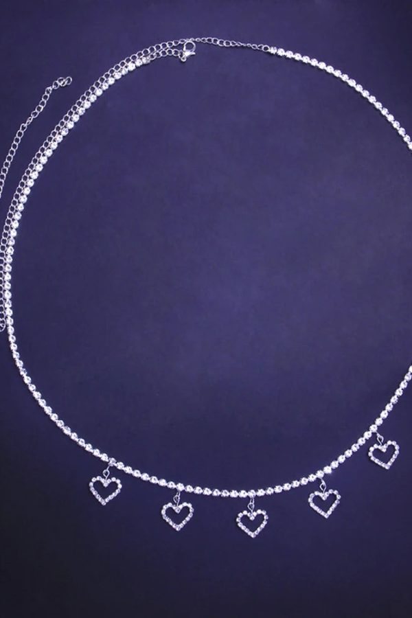 Rhinestone Belly Chain with Heart Pendant