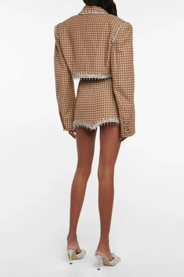 Rhinestone Blazer & Skirt Two Piece Set