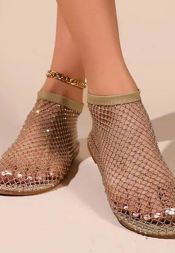 Rhinestone Fishnet Ballerina Flats