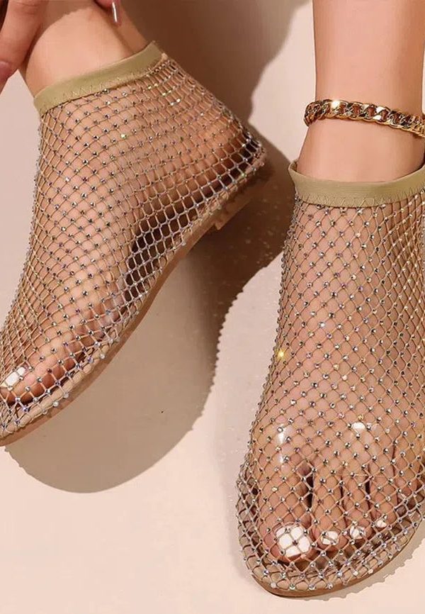 Rhinestone Fishnet Ballerina Flats