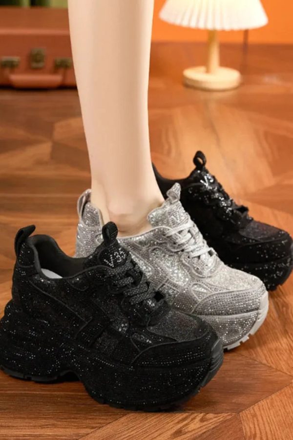 Rhinestone Platform Sneakers