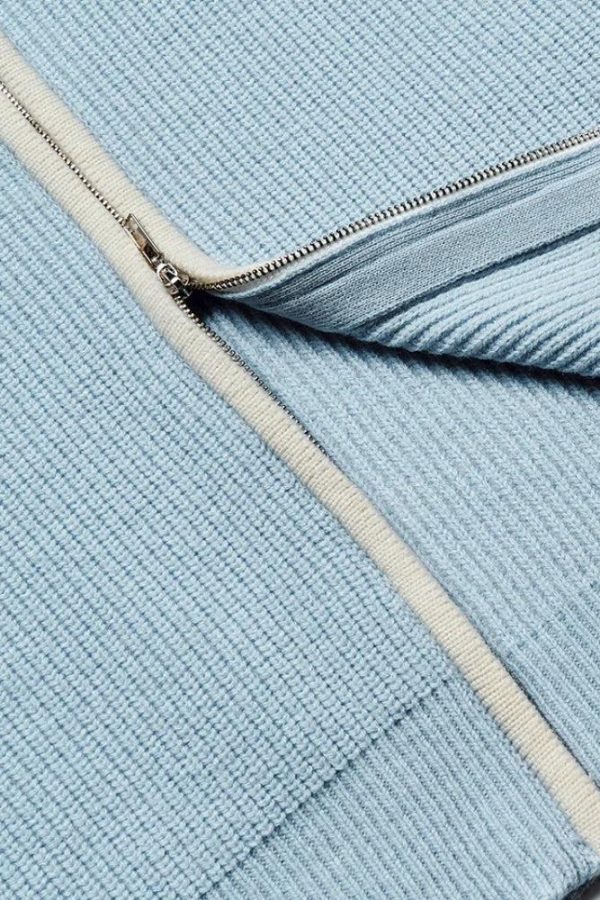 Ribbed Double Zip-Up Cardigan