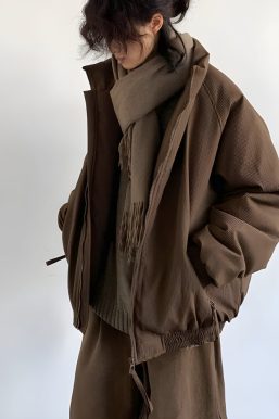 Ribbed High Neck Jacket