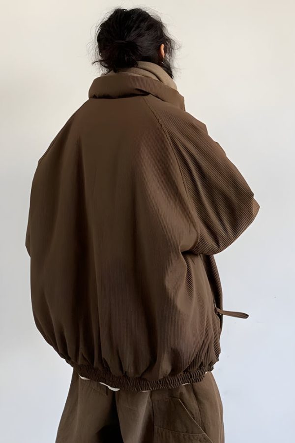 Ribbed High Neck Jacket