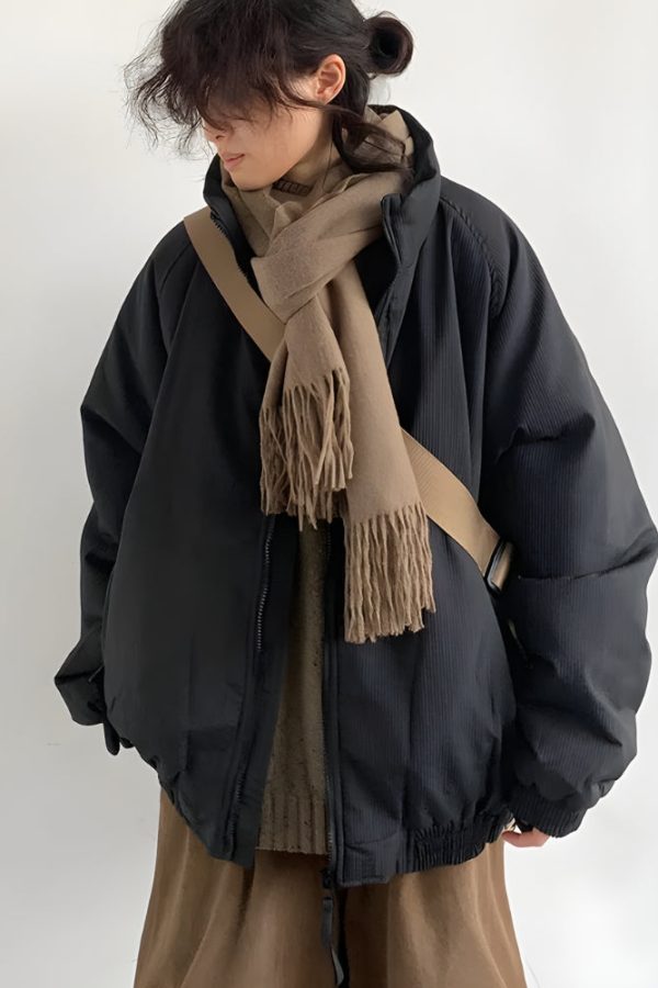 Ribbed High Neck Jacket