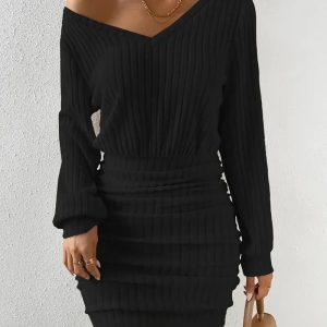Ribbed Knit Mini Dress
