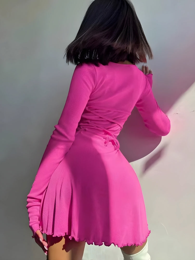 Ribbed Lace Up Mini Dress Ribbed Lace Up Mini Dress