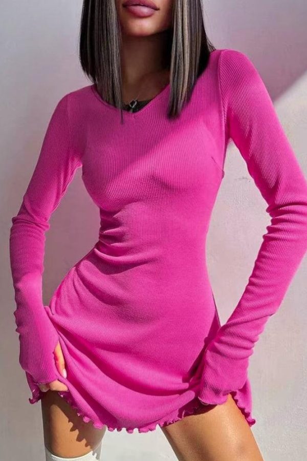 Ribbed Lace Up Mini Dress