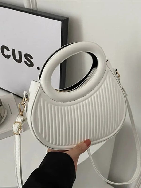 Ribbed Top-Handle Bag