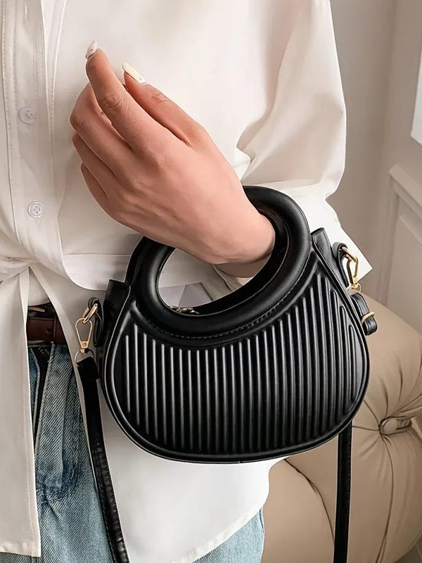Ribbed Top-Handle Bag
