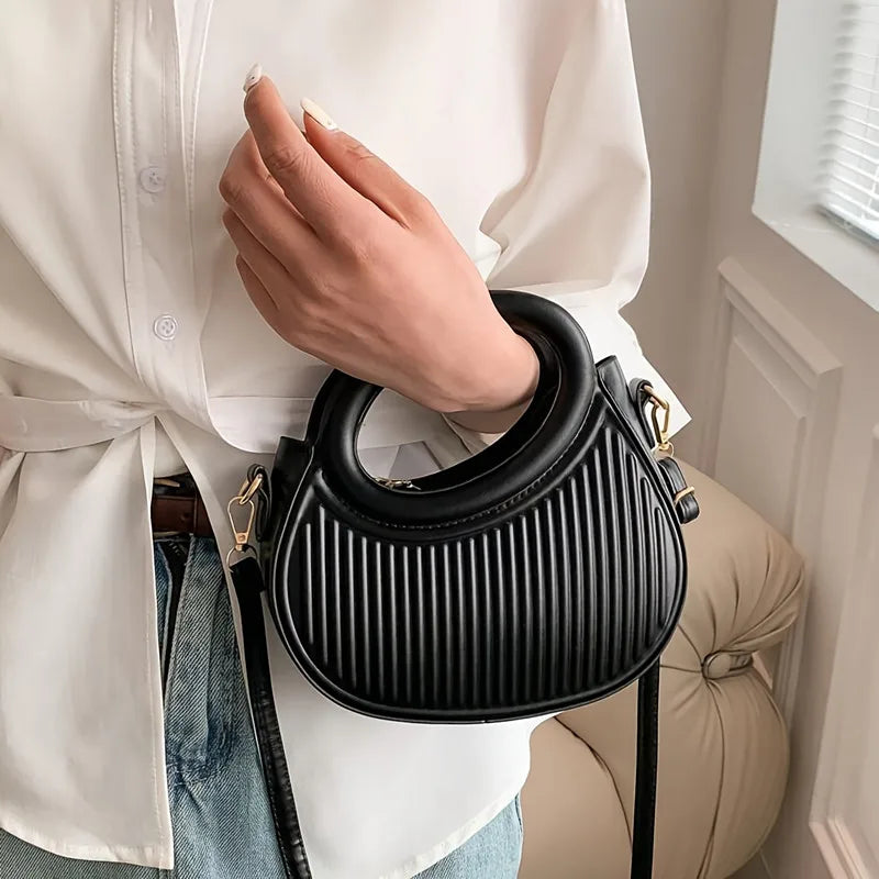 Ribbed Top-Handle Bag
