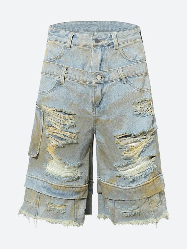 Ripped Denim Shorts
