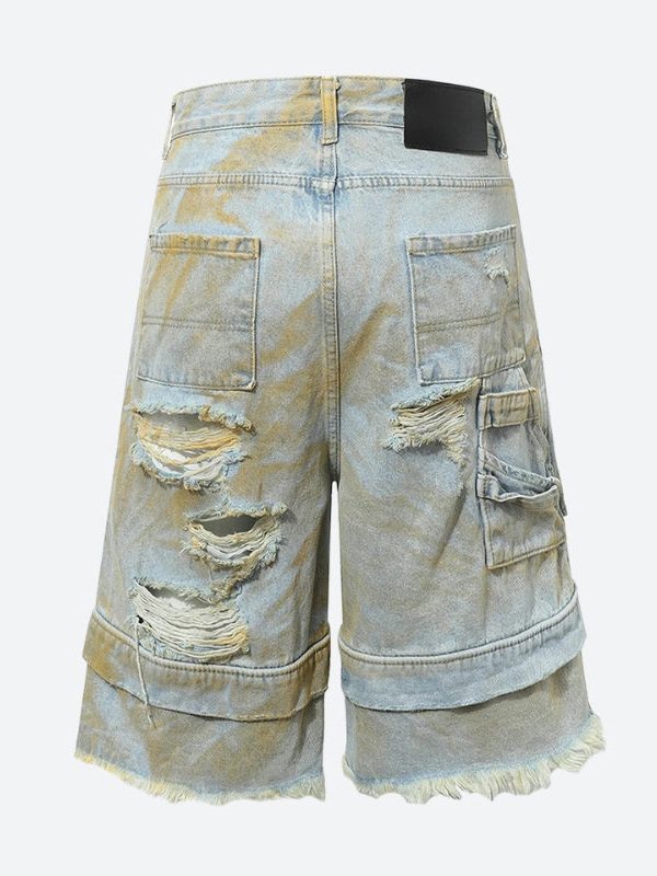 Ripped Denim Shorts