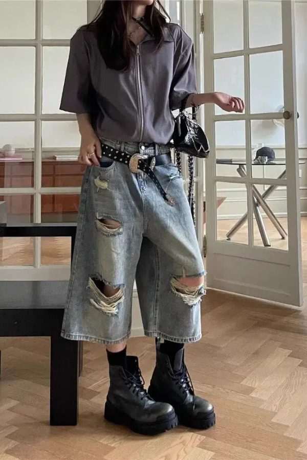 Ripped Jean Shorts