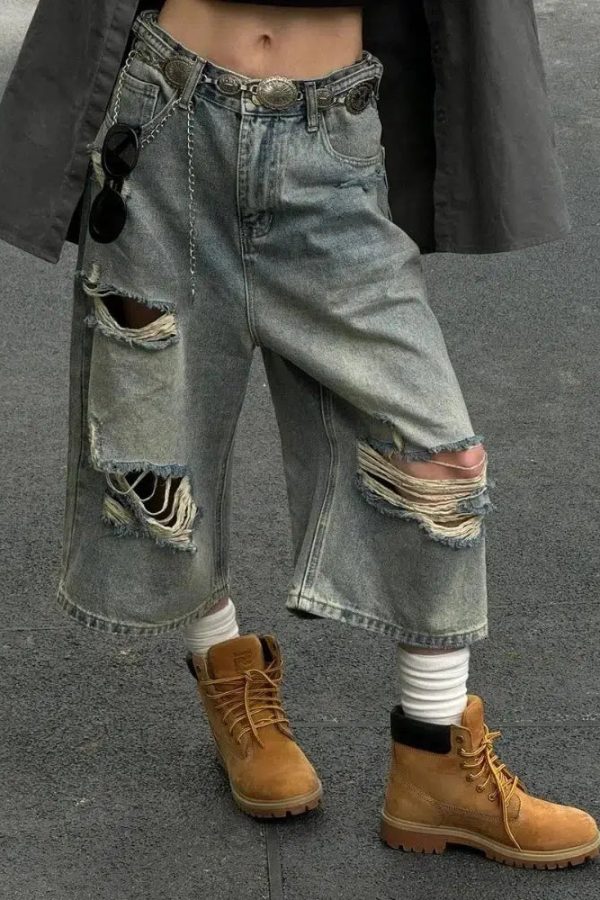 Ripped Jean Shorts