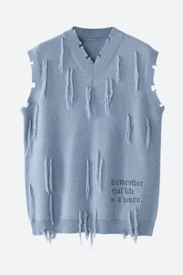 Ripped Tasseled Sweater Vest
