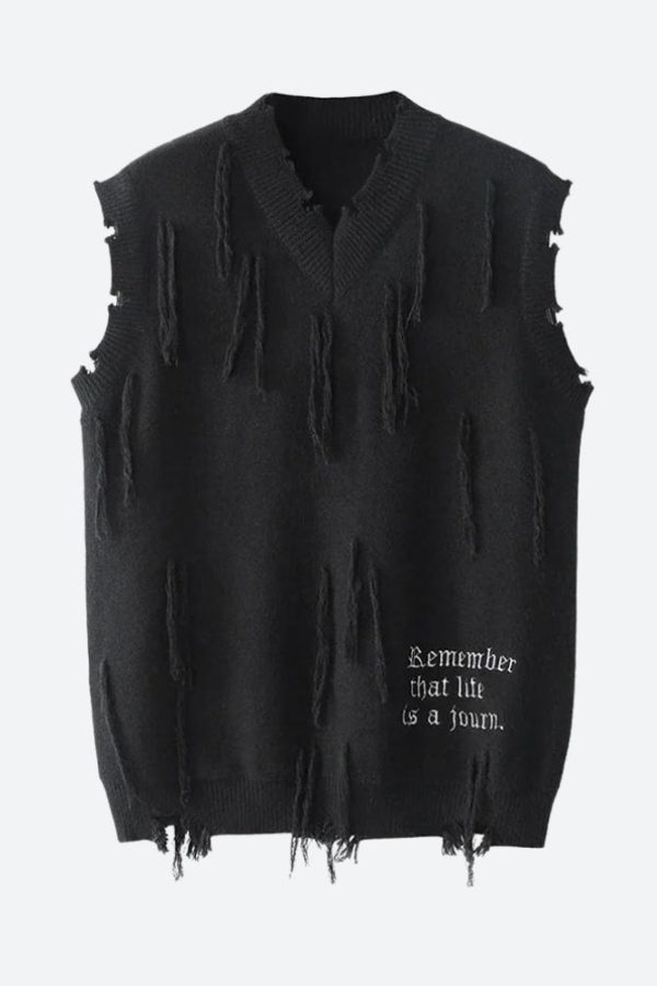Ripped Tasseled Sweater Vest