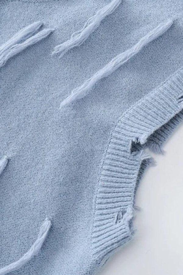 Ripped Tasseled Sweater Vest