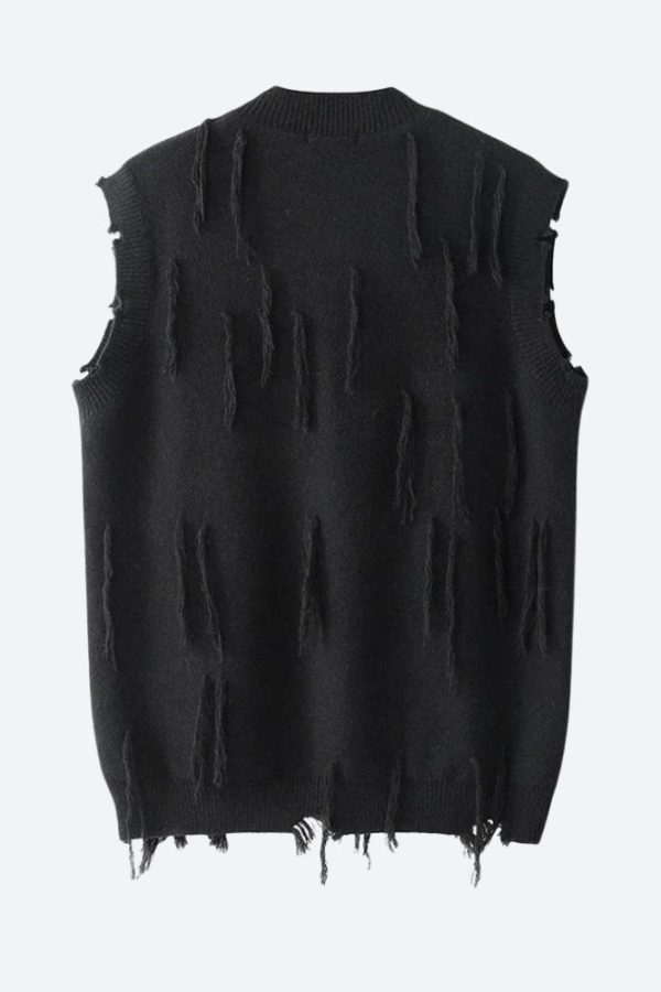 Ripped Tasseled Sweater Vest