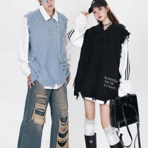 Ripped Tasseled Sweater Vest