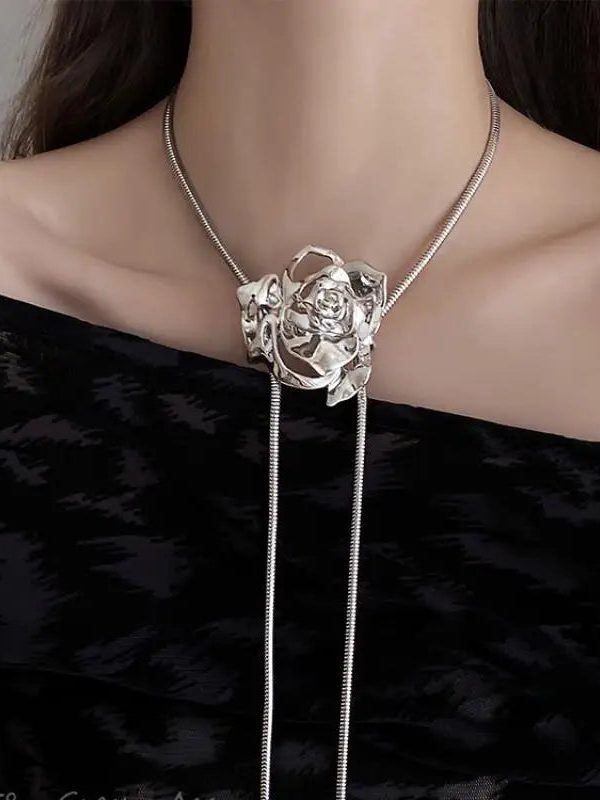 Rose Bolo Lariat Necklace