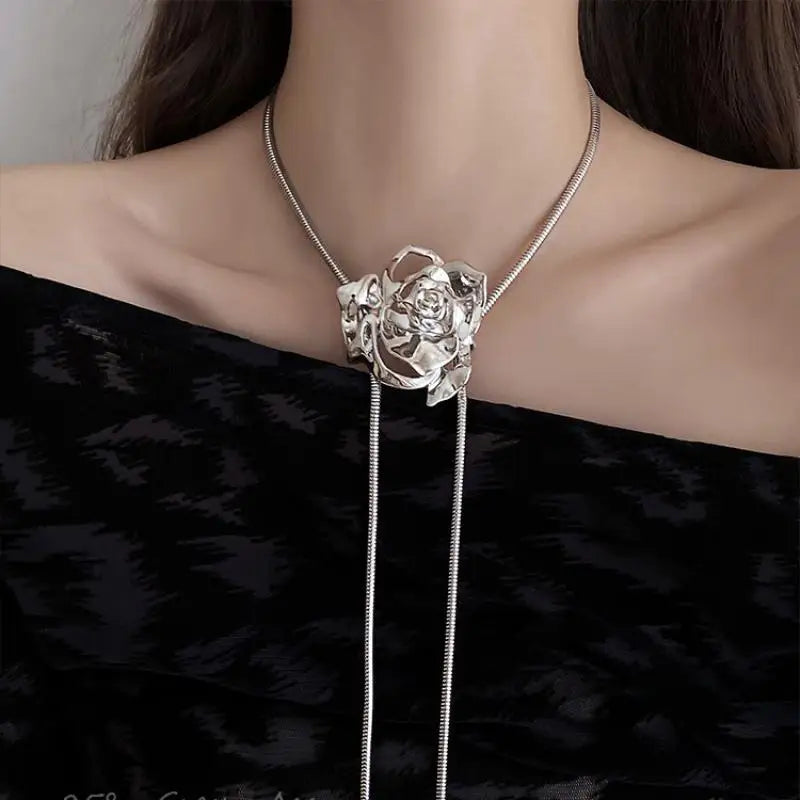 Rose Bolo Lariat Necklace