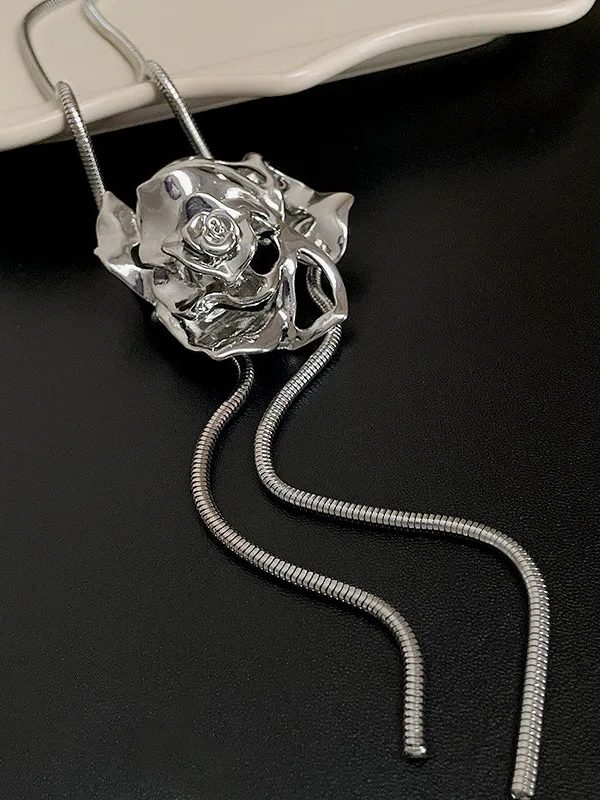 Rose Bolo Lariat Necklace