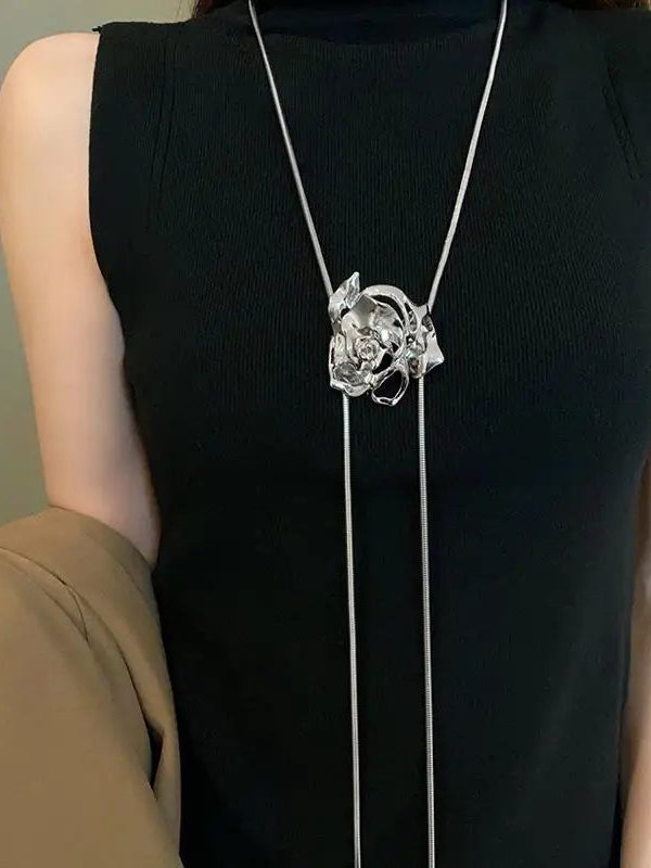 Rose Bolo Lariat Necklace