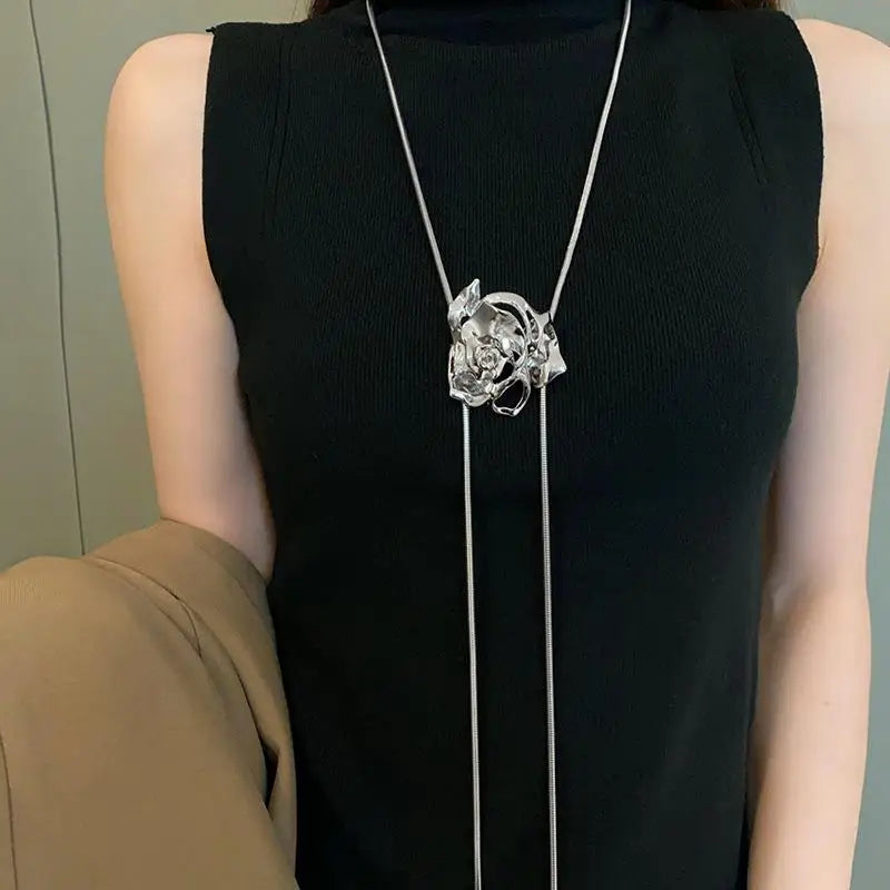 Rose Bolo Lariat Necklace