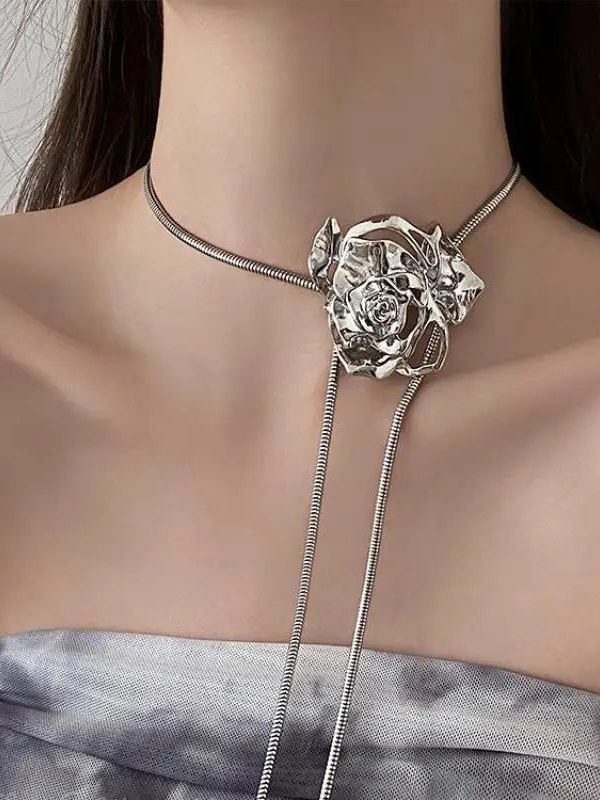 Rose Bolo Lariat Necklace