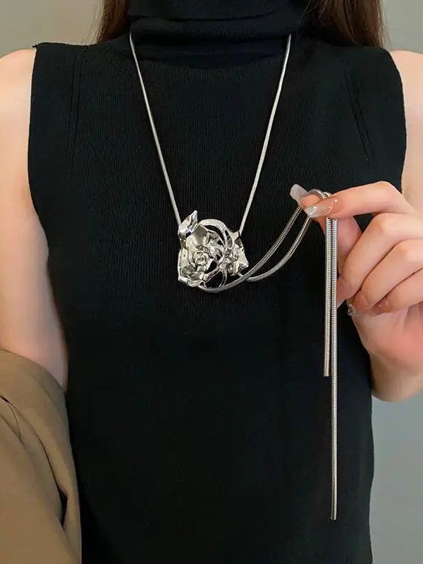 Rose Bolo Lariat Necklace