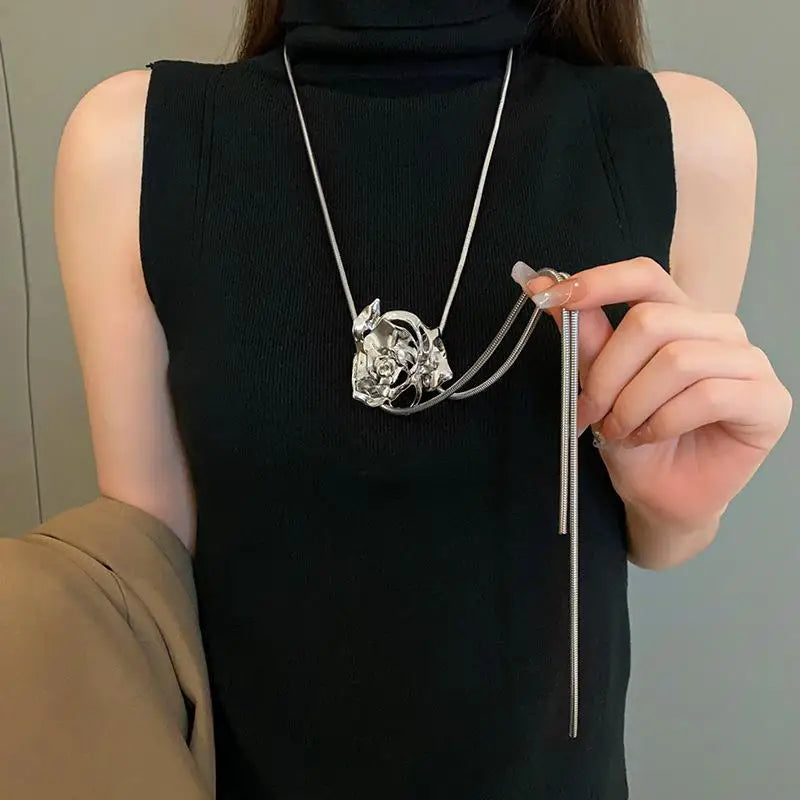 Rose Bolo Lariat Necklace