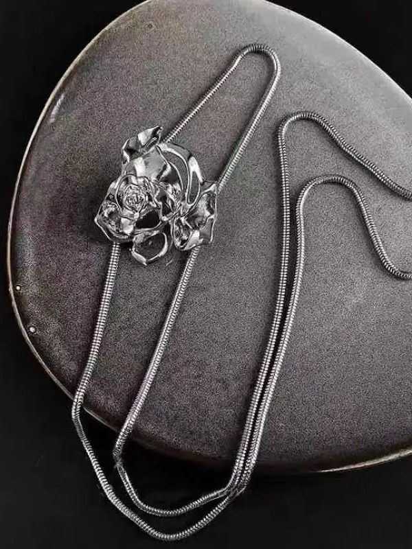 Rose Bolo Lariat Necklace