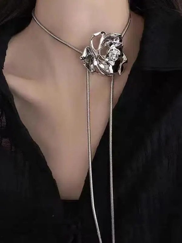 Rose Bolo Lariat Necklace