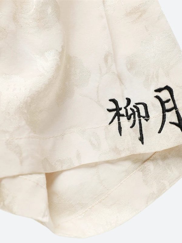 Rose Embroidery Tie Shirt