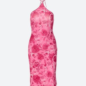 Rose Halter Neck Midi Dress